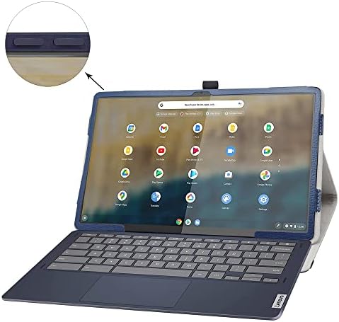 Bige for Lenovo Ideapad Duet 5 Chromebook 13.3 Case, PU PIELE FOLIO 2 FOLDING STAND PENTRU LENOVO IIDEPAD DUET 5 Chromebook 13.3 2-in-1 tabletă, albastru închis