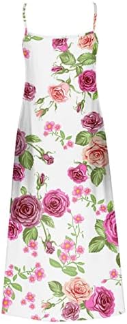 Femei de vară rochii maxi casual casual imprimeu floral spaghetti curea sundress la modă v gât fără mâneci rochie lungă liberă