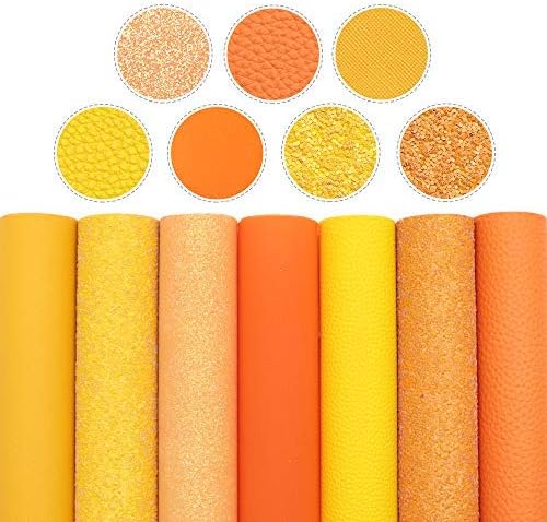 David Angie galben portocaliu culoare Faux piele foaie de culoare strălucitoare piele sintetica foaie 7pcs 7.9 x 13.4 Pentru arcuri Cercei a face