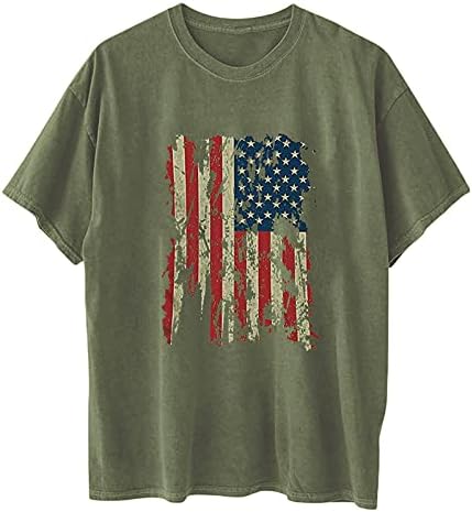 Patriotice dungi T Shirt pentru Femei Ziua Independenței Camasi vintage Vrac se potrivi tunica Topuri maneca scurta bluze de vara