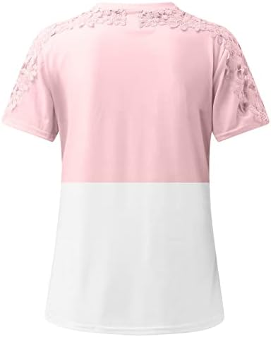 Fete cu dungi tee toamna vara 2023 cu mânecă scurtă dantelă din bumbac echipa de buleț tricou pentru haine pentru femei yw