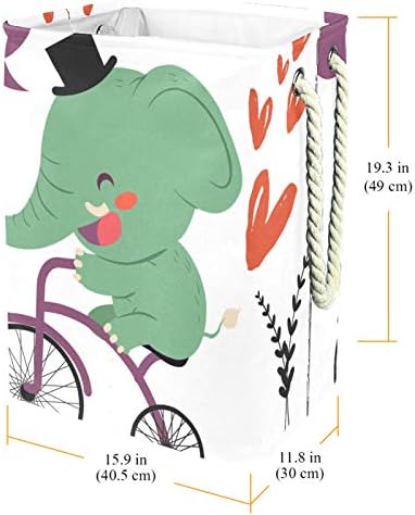Spălătorie împiedică amuzant elefant plimbare cu bicicleta Lenjerie pliabilă coș de depozitare a rufelor cu mânere suporturi