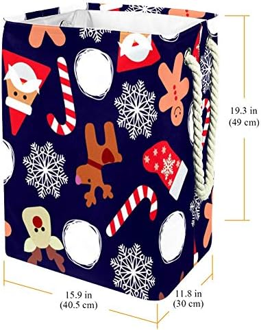 Inhomer Snowflake Santa Crutch Candy 300d Oxford PVC haine impermeabile împiedică coș mare de rufe pentru pături jucării de îmbrăcăminte în dormitor