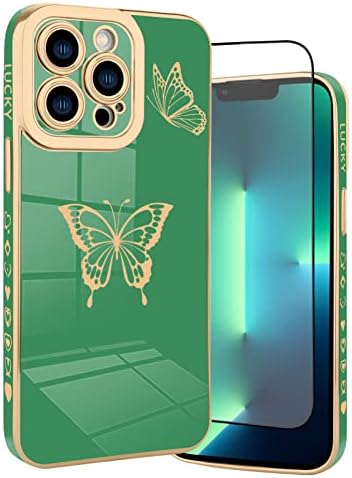 BITOBE Proiectat pentru iPhone 13 Pro Case Drăguțe Design pentru fete pentru femei, placare de lux Edge Bumper Camera Full