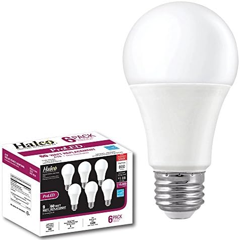 ProLED A19fr9/830/ECO/LED / 6 iluminat ECO 6-Pack 9W 3000k non-DIMMABLE Halco A19 Contractor Seria 6 Pack, 6 Count, K, 6 buc