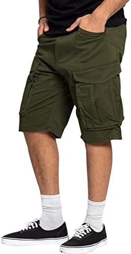 Pantaloni scurți de vară pentru bărbați, pantaloni scurți de marfă pentru bărbați, casual, clasic clasic relaxat, jogging de marfă scurtă cu multi buzunar