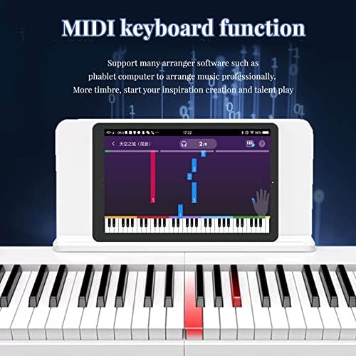 Soulmate Portable Pian Pian Pian Piano pliabil cu suport complet semi -ponderat 88 taste pian digital pian pliabil 128 ritmuri/tonuri cu Bluetooth MIDI, pian de tastatură pentru începători, alb