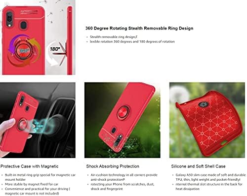 P/N Carcasă smartphone inteligentă cu protector de ecran, inel rotativ [Magnetic Car Mount] [Kickstand] Carcasă de protecție