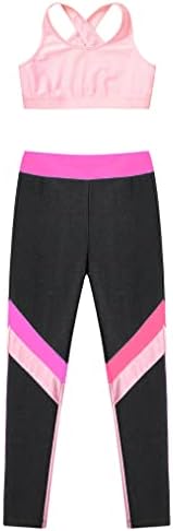 Kaerm Kids Girls 2 PC -uri care aleargă Gym Yoga Sports Sports Sportsuit Sleeveless U Gets Crop cu jambiere atletice