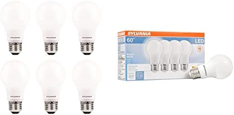 Bec Sylvania ECO LED-6 Pack & amp; bec LED, 60W echivalent A19, eficient 8.5 W, bază medie, finisaj mat, 800 lumeni, alb strălucitor-4