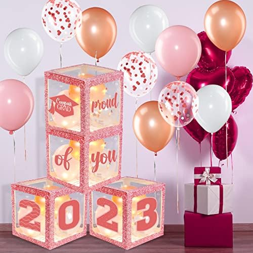 Decoratiuni cutie de absolvire cu baloane si siruri de lumina LED Felicitari 2023 consumabile pentru petreceri grad mândru