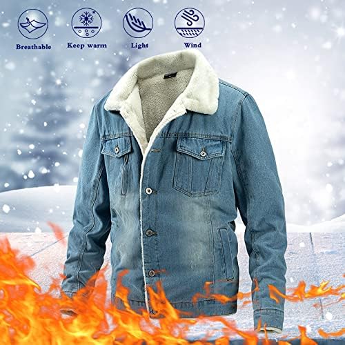 Bărbații pentru bărbați Bluză Long căldură caldă de toamnă și iarnă Buzunare din denim Jachete cu mânecă Casual Calculături