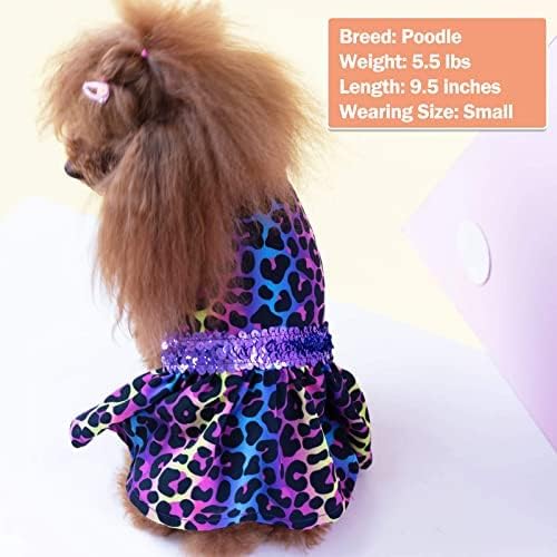 KYEESE Dog Dress Leopard cu flori Decor câini Rochii de petrecere pentru câini mici material moale îmbrăcăminte pentru câini