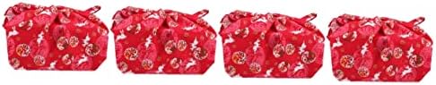ABOOFAN 4 foi Ing Cat cadou masă batistă pânză sac model îmbătrânire roșu pentru Bandana flori tradiționale bumbac multifuncțional