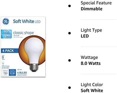 Becuri LED GE, 60 Watt Eqv, alb moale, becuri Standard A19