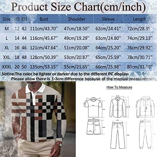 XXBR Tricouri polo pentru bărbați cu mânecă lungă cu mânecă frontală Button Henley Shirt Retro Boho Plaid Fashion Fashion Casual