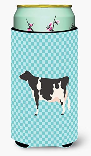 Caroline's Treasures BB7996cc Holstein Cow Blue Check Can sau Bottle Hugger, Can Mânecă COOLER HUGGER MASHER BINE SĂNĂTORI