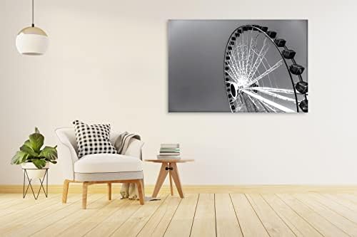 Arta acrilică de perete modernă „„ roată de ferris alb -negru ” - Fotografie unică - imagine de imprimare a fotografiei - Artă de perete acrilică