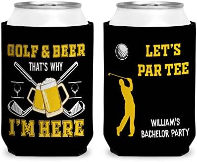 Lasfour personalizat amuzant Can Can Sleeve Golf pentru bărbați, se potrivește cu conserve standard de 12 oz, petrecere de licență și bere poate coozies
