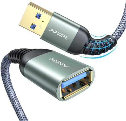 Cablu de extensie Ainope USB 1,5ft Tip Un bărbat la feminin USB 3.0 extender Cord Transfer de date ridicat compatibil cu Webcam,