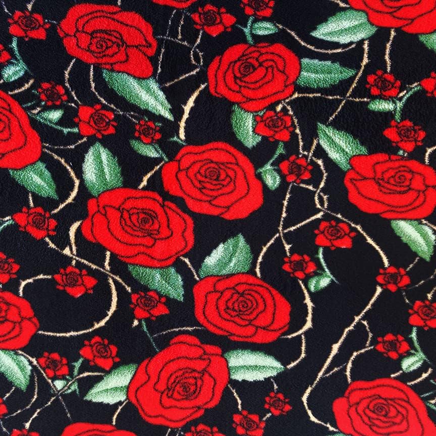 Pico Textile trandafiri roșii Allover Fleece Fabric - 15 metri stil șurub PT927