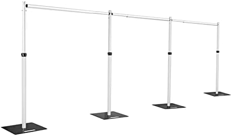 HECIS Portable Pipe and DRAPE Backdrop Stand 6-10 'înălțime x 10-30' lat, reglabil și drapel de fundal pentru eveniment ， petrecere,