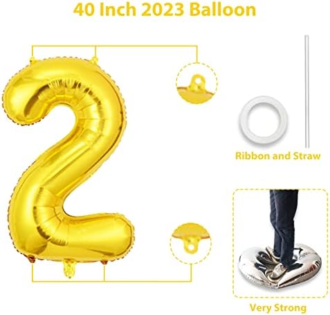 Kleeblatt 2023 Black Black Balloons 40 inch, 2023 Balloane de absolvire, clasa din 2023 Balloane de decorare de absolvire