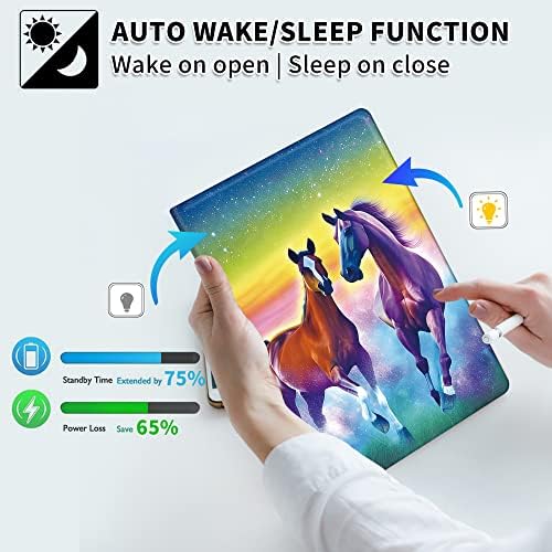 Galaxy Tab S7 Fe/S8 Plus tabletă Carcasă 2022/2021 12.4 + suport pentru buclă de pen, ryuithdjp pentru Samsung Galaxy Tab S7 FE Carcasă Auto Wake Sleep Multi Angle Stand Slim Cover Piele Cover-Horses
