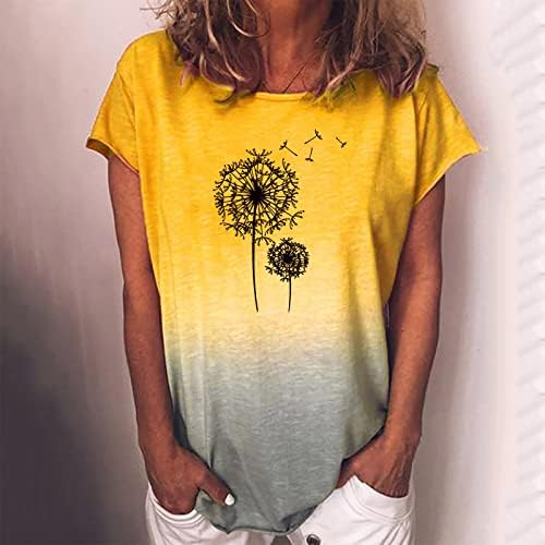 Junior Gradient Dandelion Flower Graphic Graphic Tops Crewneck TOPS Tricouri cu mânecă scurtă Fall Vara Tops haine la modă TS la modă