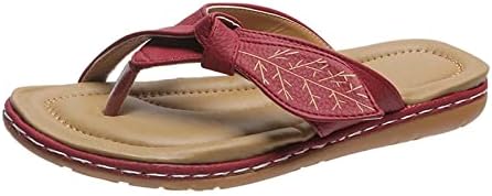 Flip-flops pentru femei vintage dresy papuci plate de vară, alunecări respirabile alunecare sandale de plajă fără alunecare