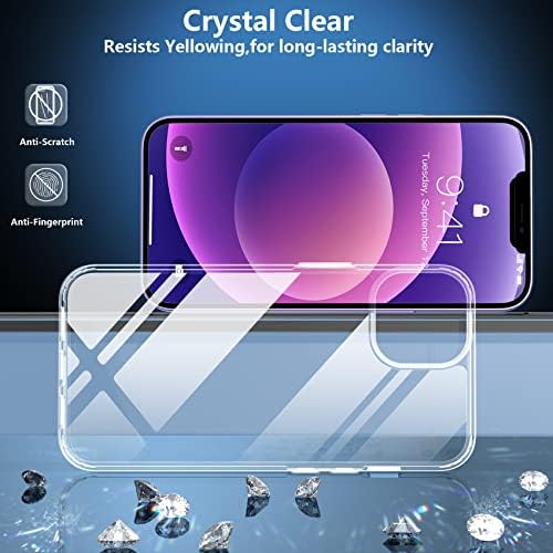 Spidercase proiectat pentru carcasă iPhone 12/iPhone 12 Pro, [Crystal Clear Not Hellowing], cu 2 PC -uri protectoare cu ecran de sticlă temperată, carcasă subțire subțire pentru iPhone 12/12 Pro, Crystal Clear