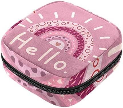 Geanta de depozitare a șervețelului sanitar Oryuekan, pungi portabile reutilizabile cu fermoar menstrual, pungă de depozitare a tamponului pentru fete fete, curcubeu doodle art gogoa