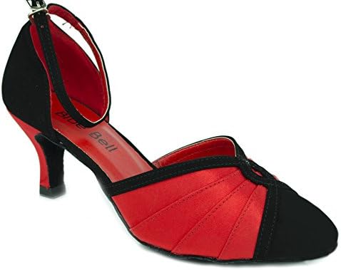 Pantofi albastri de sală manual sala de bal salsa pentru femei pantofi de dans Jennifer 2,5 Heel-Red/Negru
