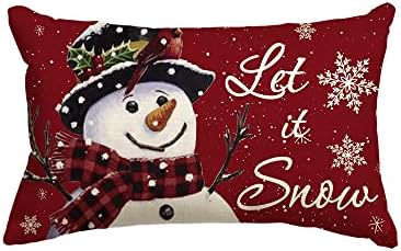 Avoin ColorLlife Let It Snow Snowman Husa de Aruncă de Crăciun, 12 x 20 inch Iarna de iarnă pernă Decor de caz pentru canapea canapea