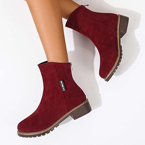 Pantofi de zăpadă pentru femei Sinzelimin Fashion Suede Retro gleznă gleznă cizme de cowgirl occidentale cizme fără alunecare