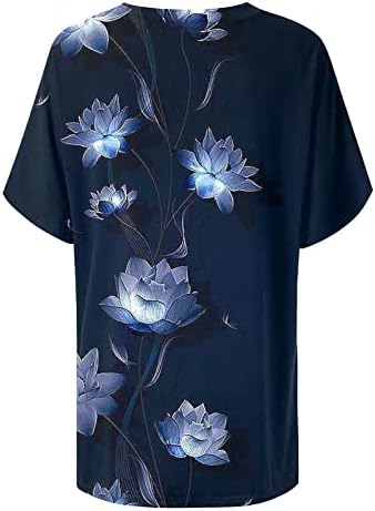 MRGIINRI Tricouri pentru femei 2023 cămăși casual cu mânecă scurtă, cu gât în V, modă de vară, tricouri largi florale, bluze
