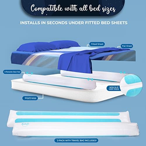 Babylio gonflabile pat feroviar [2-Pack] Blowup Toddler Bed siguranță barele de protecție - ușoare & amp; durabil pat Garda