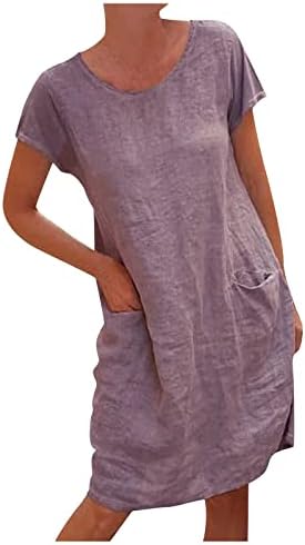 Fragarn Women's Summer Casual Color Solid cu mânecă scurtă cu Cusături O-Cusături de bumbac din bumbac din bumbac
