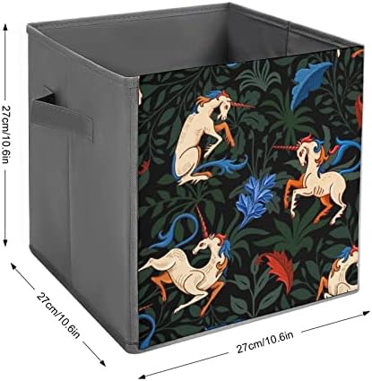 Unicorn printre ierburi magice pliabile țesături pliabile depozitare cuburi de coș cu cuburi organizator cutii cu mânere