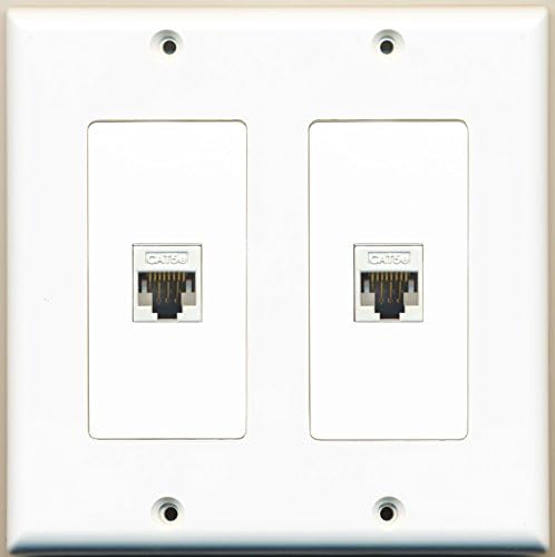 RITEAV - 2 Port Cat5e Ethernet White - Placă de perete cu bandă duală
