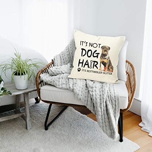 Yueshare amuzant pentru câine amuzant nu este părul de câine, este rottweiler sclipici de acuarelă bumbac bumbac aruncat copertă pernă, cadouri pentru câini rottweiler pentru casă de casă decorațiuni decorațiuni decorațiuni