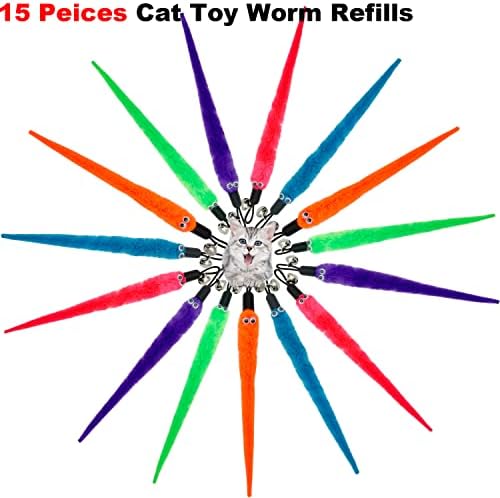 CATENESS Cat Worm Toy Refills Cat Wand Toys înlocuire viermi, 15 buc Cat Worms Refill, Cat Teaser Toy Worm Refill pentru cat