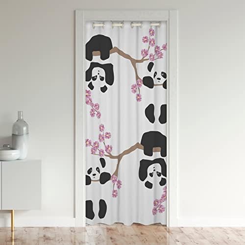 Erosebridal Kids Copii Panda Perdea de ușă, flori de vișine Certină de întrerupere, perdea de ușă de animale drăguțe, ramuri de flori de desene animate perdele dulap pentru dulap pentru dormitor ușă dulap