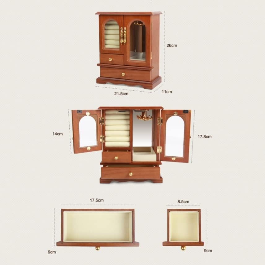 Cutii high-end cutie de bijuterii din lemn Organizator Retro colier inel bratara cercei lemn sicriu vitrina cadou Travel depozitare