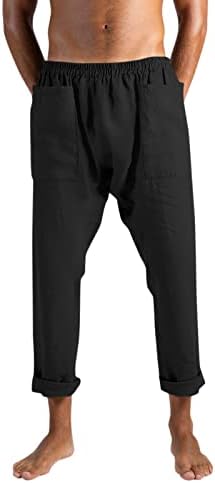Pantaloni de lenjerie pentru bărbați Meymia pentru bărbați Culoare solidă Solid Stretch Slim Fit Beach Pantain Recocoped cu buzunare mari