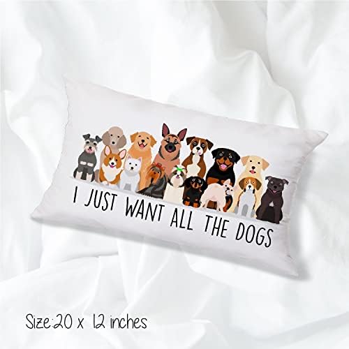 Udinaz Vreau doar câini câini de desene animate amuzante 12 x 20 inci arunc huse pentru perne, dormitor living pentru fete