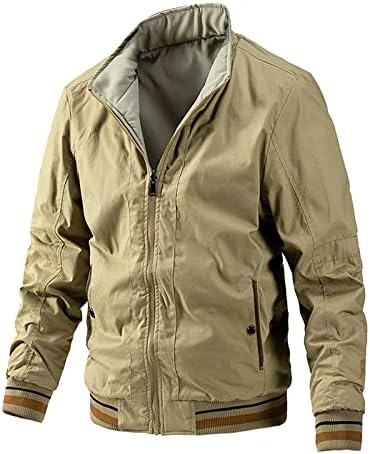 Fsahjkee Mens jacheta de ploaie ușoare, utilitate moda maneca lunga Zip up Urban mazăre haina Mens Windbreaker Outwear haina