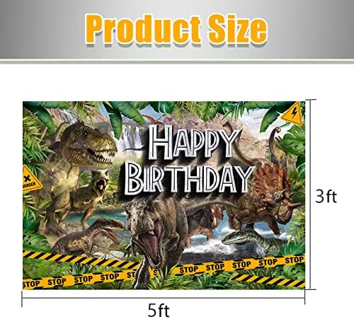 POILKMNI Dinosaurs Birthday Party Decorations 5x3ft Safari Jungle Dinosaur World Birthday Party Background Banner pentru Băieți