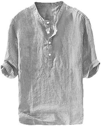 Ryannology pentru bărbați cămăși de lenjerie pentru bărbați Henley 3/4 Mânecă Casual Cotton Tricou Tunică regulată, Fit Lightweight