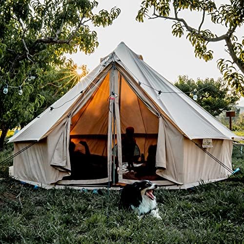 Whiteduck Regatta Canvas Bell Tent- w/sobă Jack, impermeabil, 4 sezonuri de lux în aer liber și de glamping cort de yurt